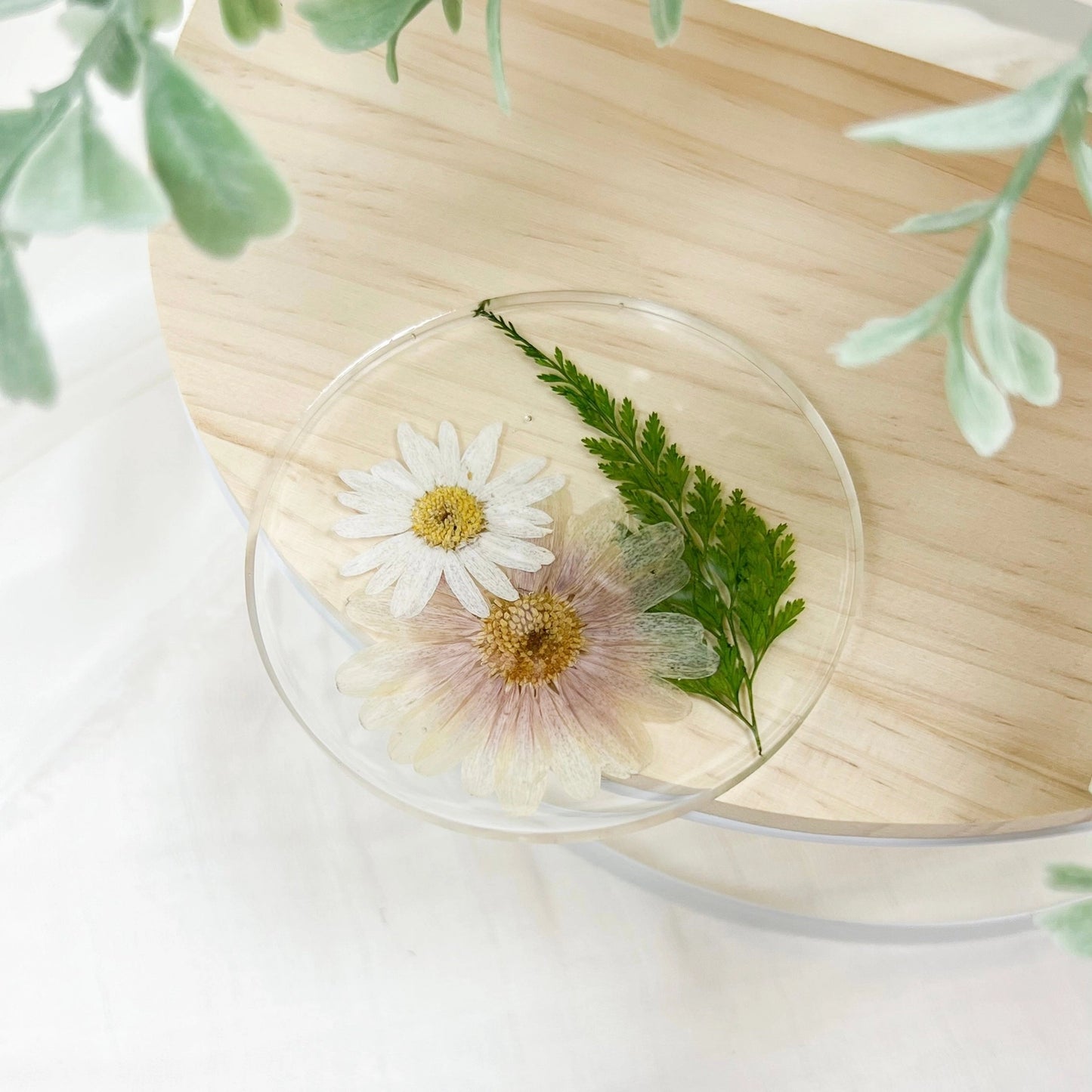 Pressed Flower Coaster- Neutral Colors