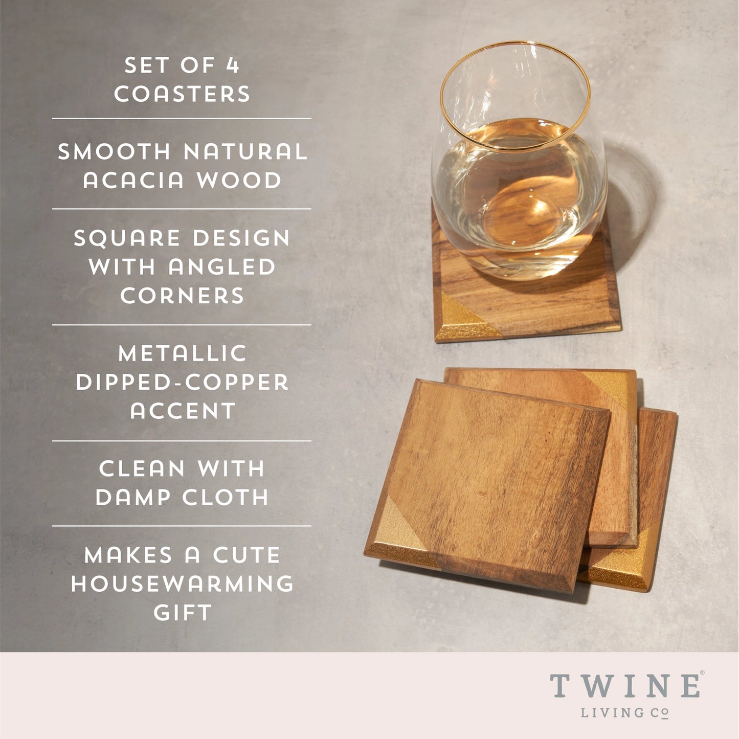 Acacia Wood Coaster Set