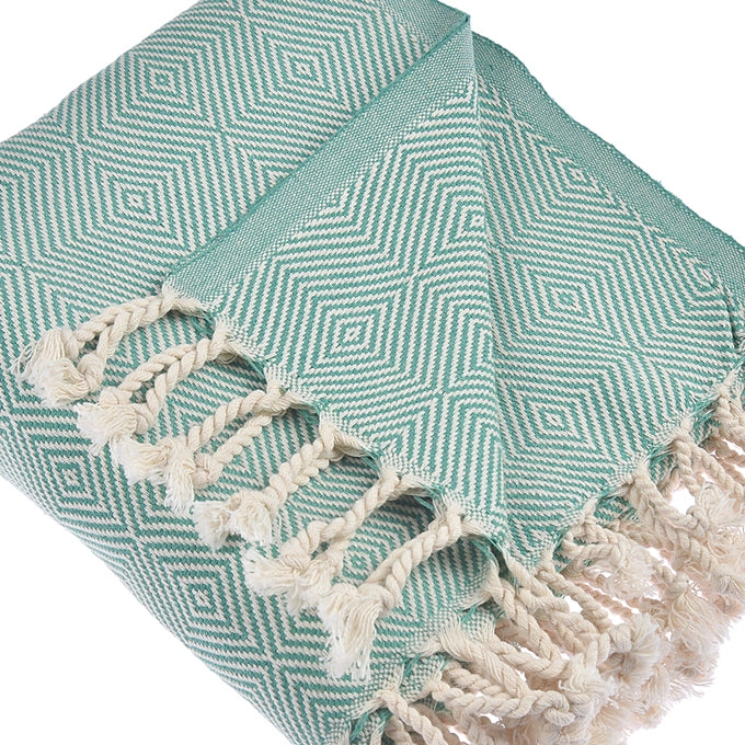 Asia Cotton Throw Blanket - Green
