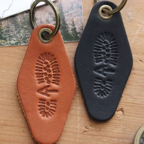 Hiking Boot Leather Keychain Key Fob