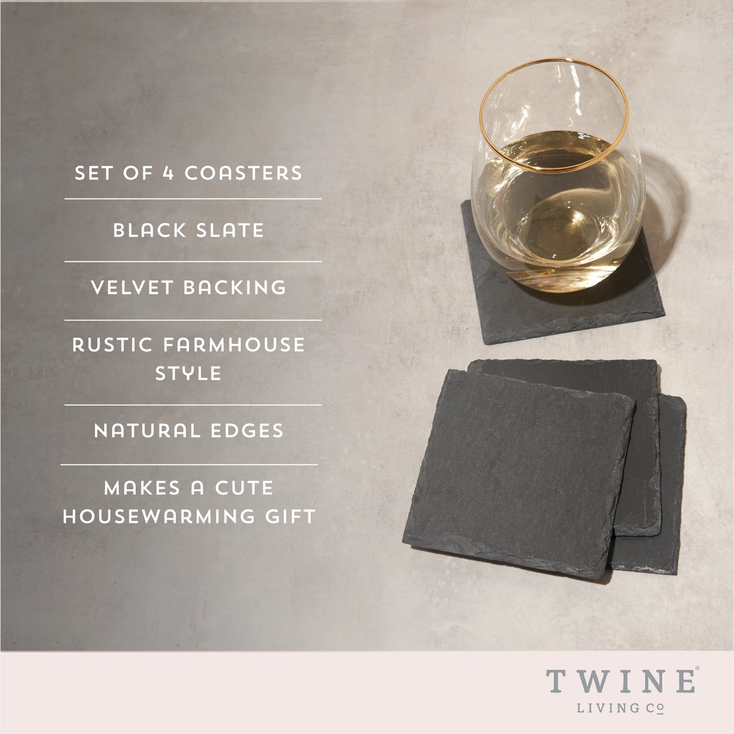 Black Slate Square Coasters