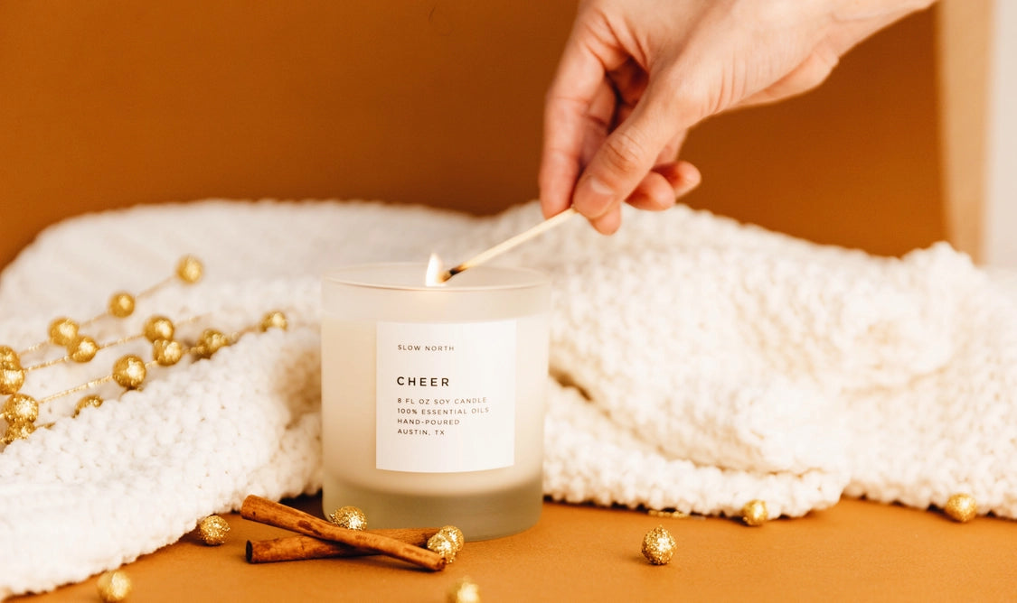 Holiday Cheer Frosted Candle