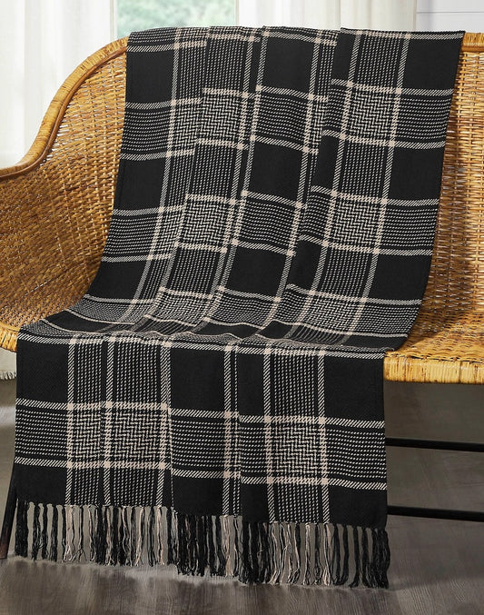 Eston Black Tan Plaid Throw