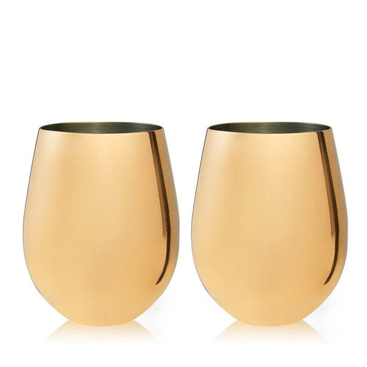 Belmont™ Gold Plated Stemless Wine Glasses Set of 2
