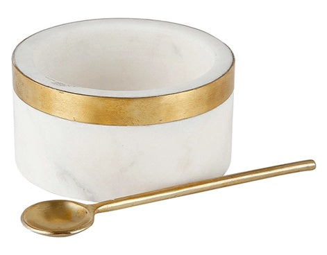 Marble Bowl With Brass Spoon