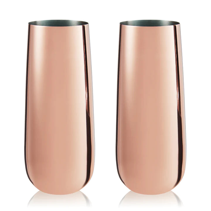 Stemless Copper Champagne Flutes