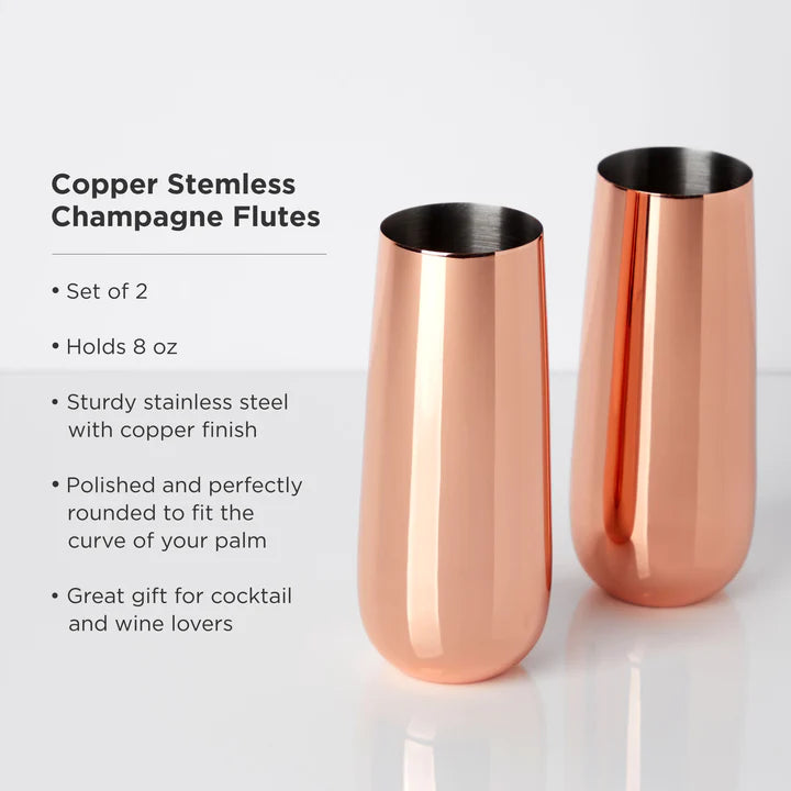 Stemless Copper Champagne Flutes