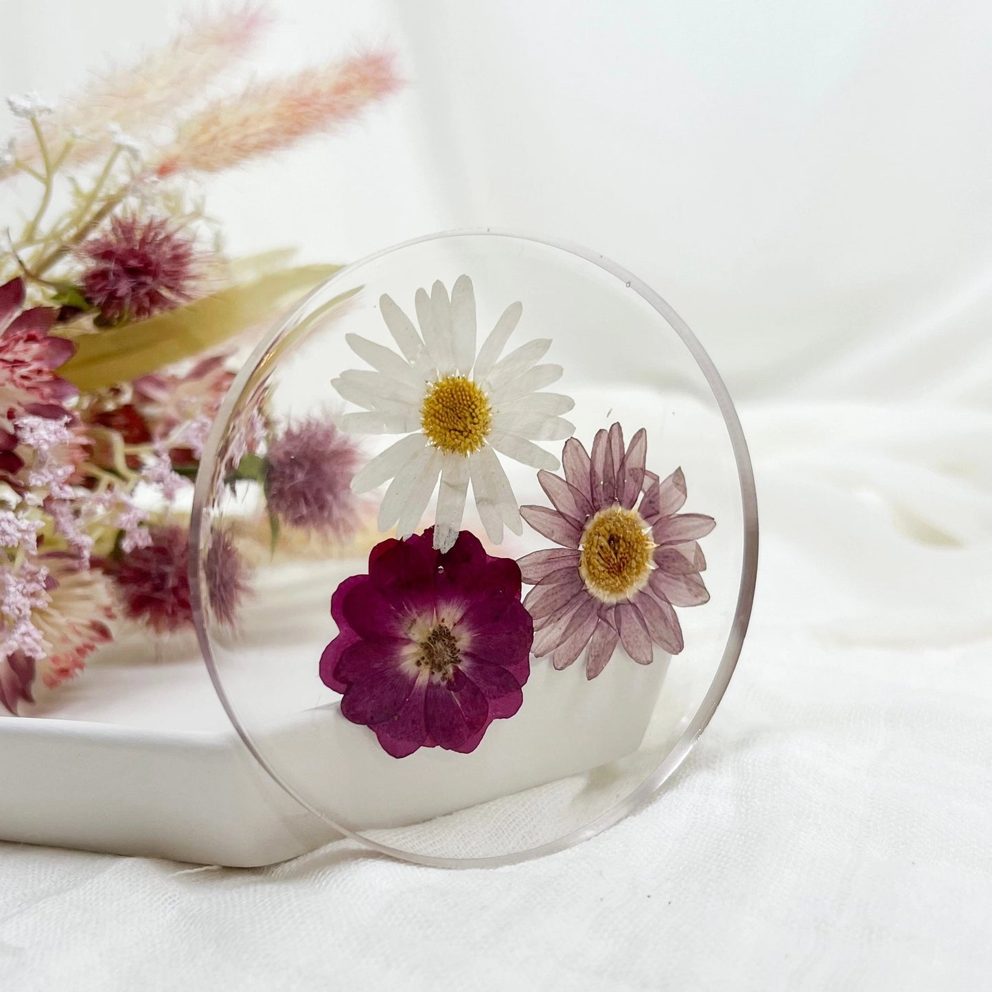 Pressed Flower Coaster- Purple Colors